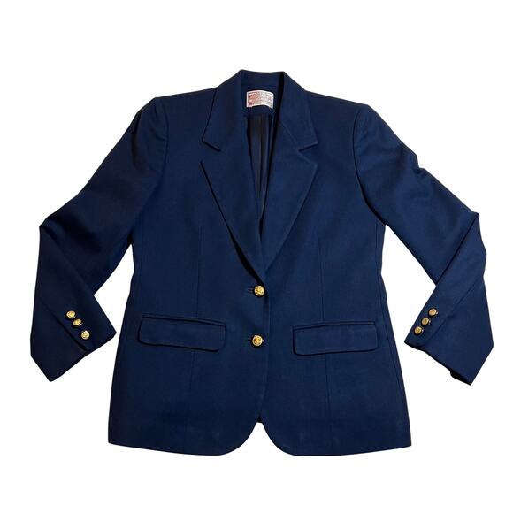 Pendleton 100% Pure Virgin Wool Double Button Blazer Size 8 Petite Corpcore - Picture 1 of 9